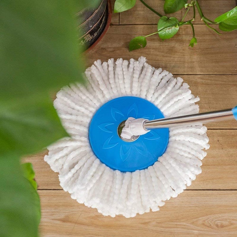 KREZON Stainless Steel Mop Rod Stick Mops for Floor Cleaning Spin Mop Handle Microfiber Pad - Image 5