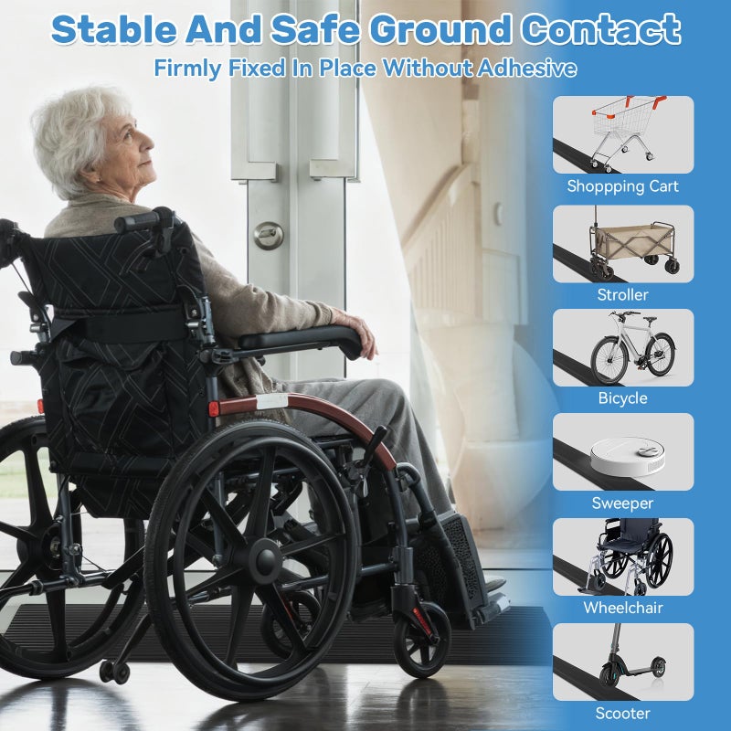 EaseThrift 1" Rise Threshold Ramps for Doorways 40'' L Rubber Wheelchairs Ramps for Home Self-Adhesive, Door Transition Strip for Home (Black) - Image 5