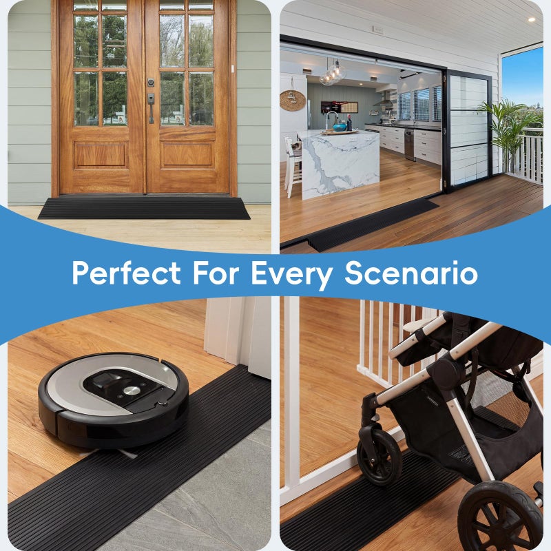 EaseThrift 1" Rise Threshold Ramps for Doorways 40'' L Rubber Wheelchairs Ramps for Home Self-Adhesive, Door Transition Strip for Home (Black) - Image 3