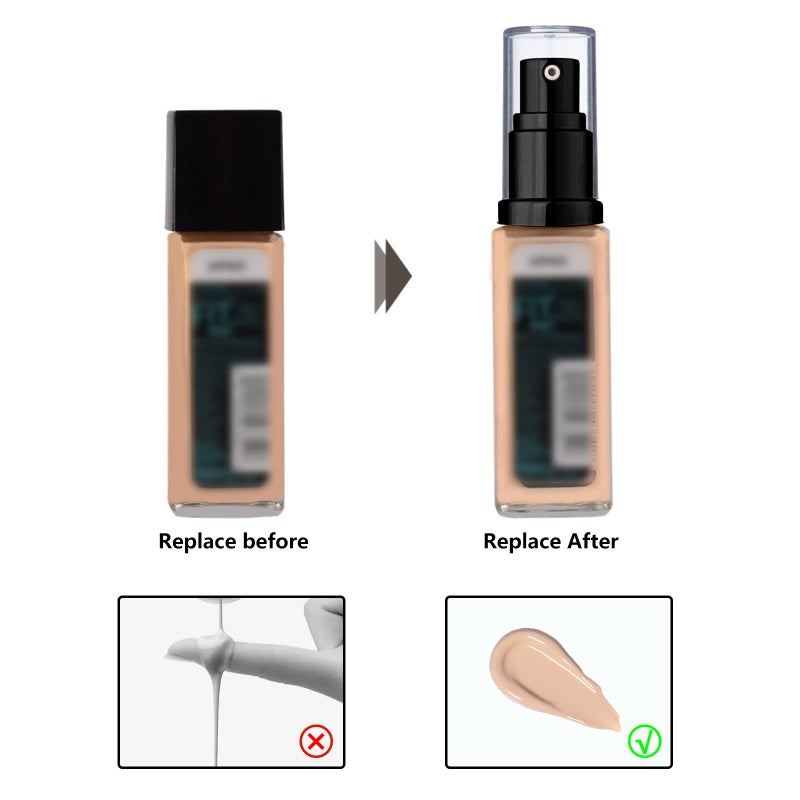 Chris.W 2Pack Foundation Pump Compatible with Maybelline Fit Me Liquid Foundation Makeup (Black+Black) - Image 4