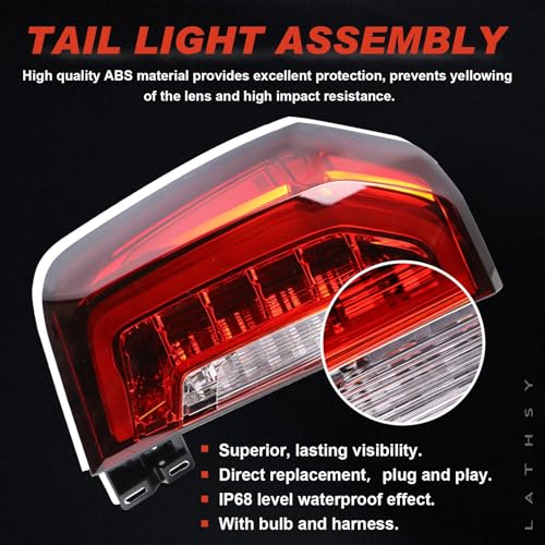 Lathsy Tail Light LED Compatible With 2021 2022 2023 2024 GMC Yukon/Yuon XL Outer Left Driver Side Taillight Replace 84816392 - Image 4