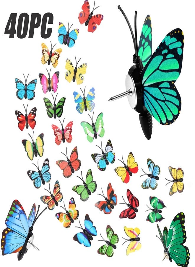 QEEGO 40 Packs Butterfly Thumb Tacks Decorative Push Pins Colorful Cute Pushpins for Photo Wall Cork Board Bulletin Board Home Wall Random Pattern Decorations - Image 1