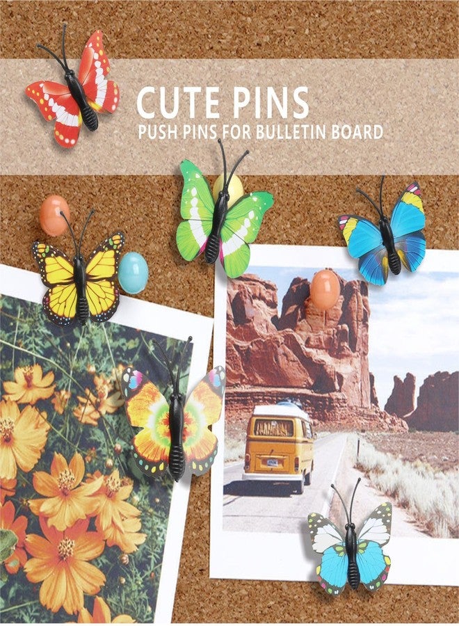 QEEGO 40 Packs Butterfly Thumb Tacks Decorative Push Pins Colorful Cute Pushpins for Photo Wall Cork Board Bulletin Board Home Wall Random Pattern Decorations - Image 4
