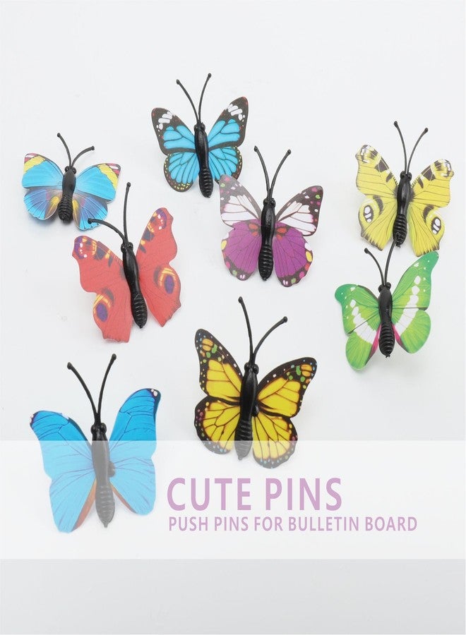 QEEGO 40 Packs Butterfly Thumb Tacks Decorative Push Pins Colorful Cute Pushpins for Photo Wall Cork Board Bulletin Board Home Wall Random Pattern Decorations - Image 3