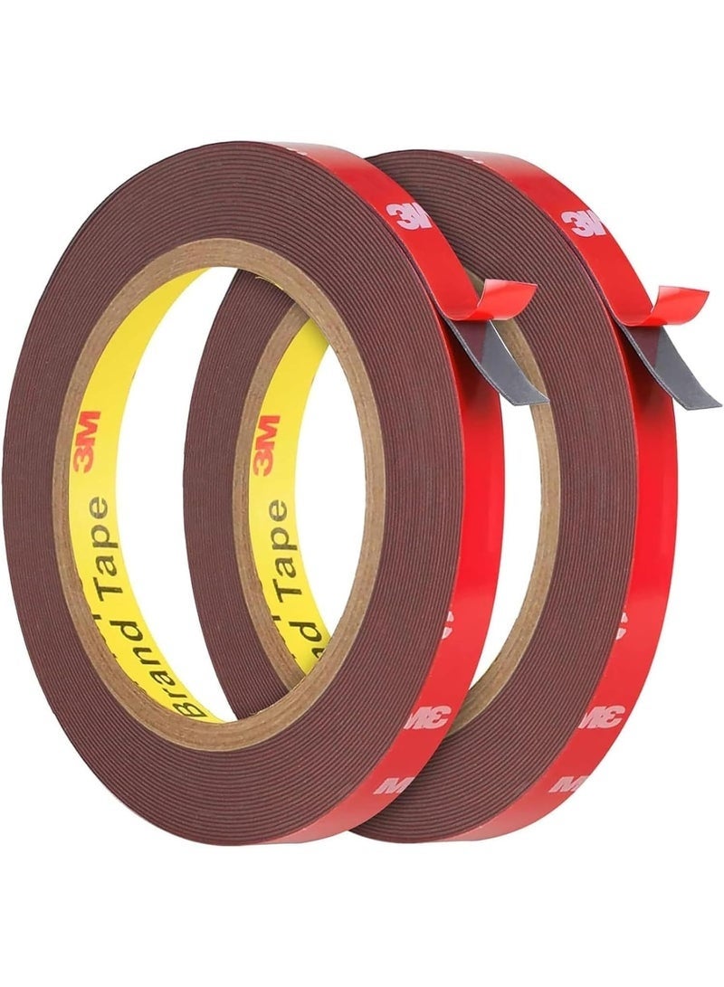 3M Heavy Duty Double Sided Tape, 2 Pcs 3M Strong Double Sided Tape Heavy Duty for Walls, Double Sided mounting Tape for Car, LED Strip Light, Home/Office Decor,10mm x 3m, 0.8mm Thick - Image 1