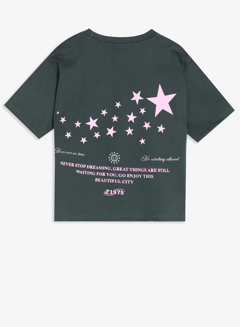 Ripples Girls Drop Shoulder T-shirt