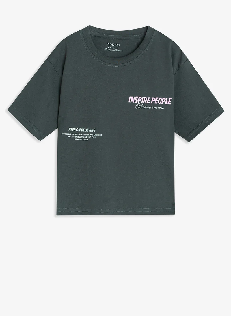 Ripples Girls Drop Shoulder T-shirt