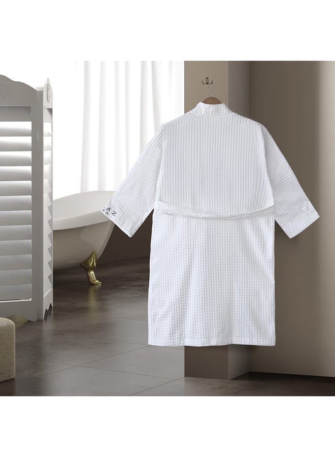 كرز لنن روب حمام قطن ابيض روب كبير طول 114 سم. عرض الخصر 80 سم. عرض الكتفين 55 سم. طول الكم 56 سم. - Image 2