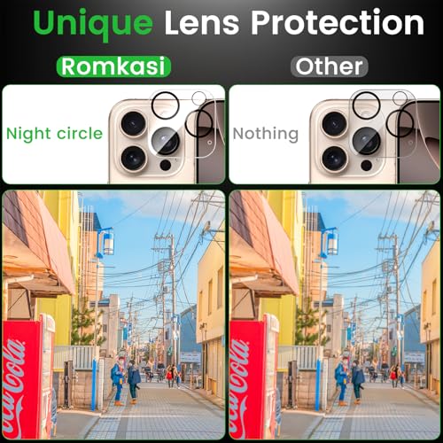 Romkasi 4 Pack Privacy Screen Protector for iPhone 16 Pro Max 6.9 Inch with 4 Pack Camera Lens Protector, Anti Spy Tempered Glass Film, Anti-Scratch, Touch Sensitive, Case Friendly - Image 5