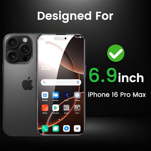 Romkasi 4 Pack Privacy Screen Protector for iPhone 16 Pro Max 6.9 Inch with 4 Pack Camera Lens Protector, Anti Spy Tempered Glass Film, Anti-Scratch, Touch Sensitive, Case Friendly - Image 2