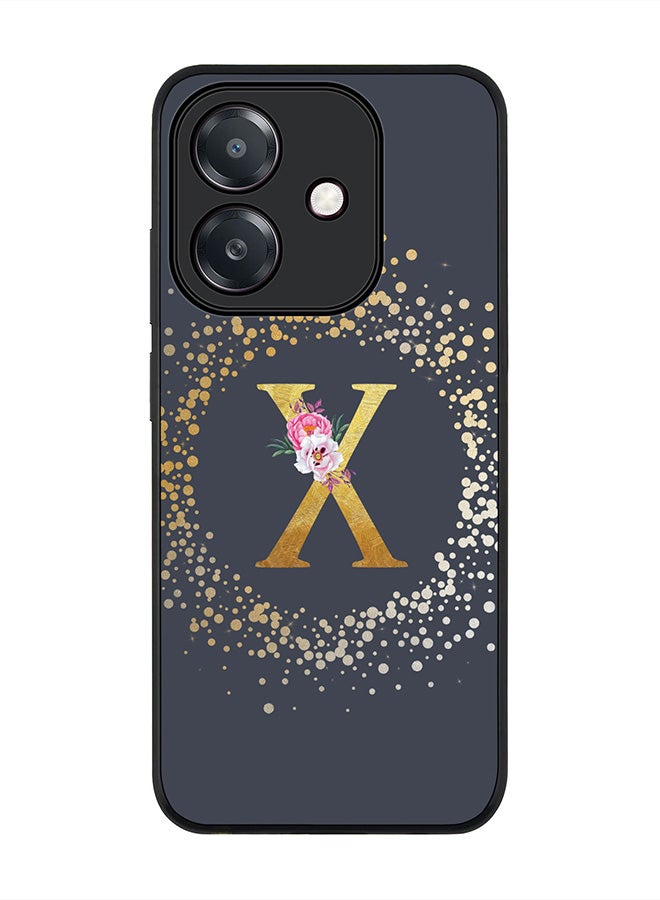 For Oppo A5i Case,Slim fit Camera Protection, Shockproof Thin Phone cover  - Custom Monogram Floral - X  (Grey )