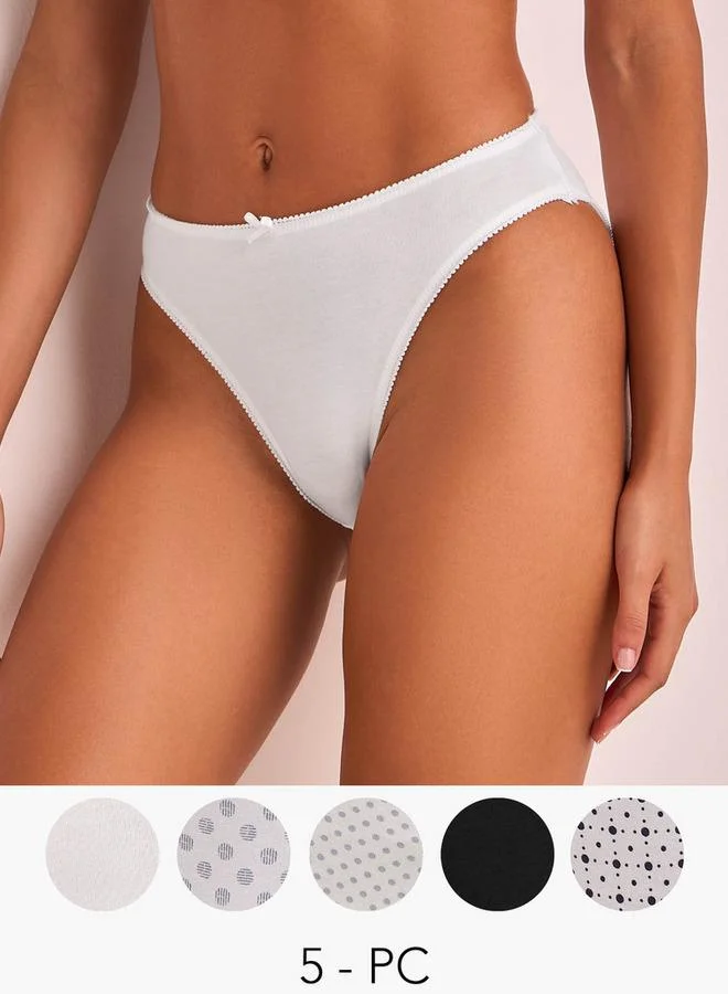 سبلاش فيڤ Set of 5   High Leg Briefs Bow Accent