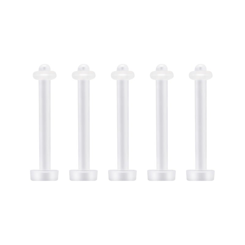 NewkeepsR 5pcs-12G(2.0mm) Thickness, 16mm(5/8'') Length, Bioplast Flexible Clear Tongue Ring Retainer Flat Labret Bar - Image 1