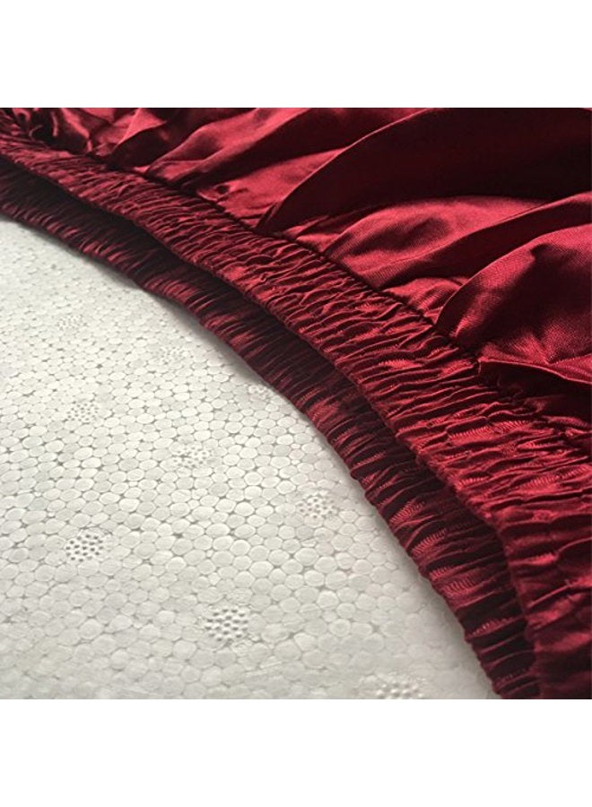Backgarden Ladies 90cm Satin Maxi Midi Skirt Long Dress Elastic Waist for Belly Dance Princess Party Cosplay Costume, Dark Red, One Size-XX-Large - Image 4