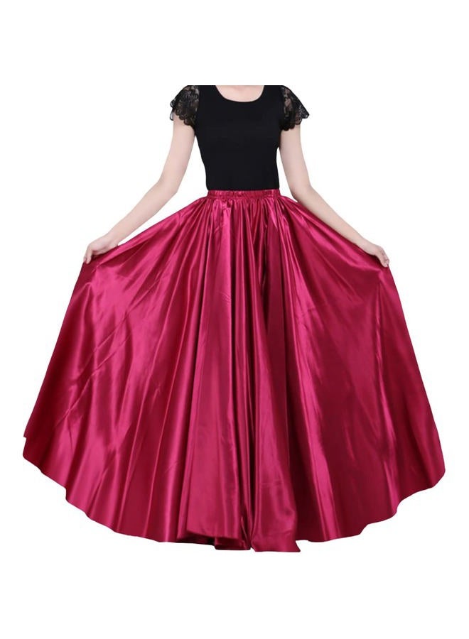 Backgarden Ladies 90cm Satin Maxi Midi Skirt Long Dress Elastic Waist for Belly Dance Princess Party Cosplay Costume, Dark Red, One Size-XX-Large - Image 1