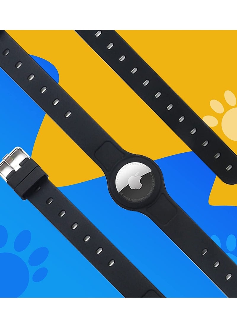SOLARAE Apple AirTag Dog Collar Anti Lost Adjustable Silicone Case GPS Tracking Cat Accessories for Small Medium Dogs Cats Pets（black） - Image 5