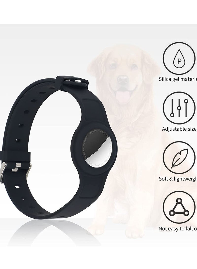 SOLARAE Apple AirTag Dog Collar Anti Lost Adjustable Silicone Case GPS Tracking Cat Accessories for Small Medium Dogs Cats Pets（black） - Image 2