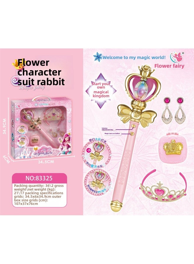 Free Mail A Generation Of Toys Flower Fairy Magic Wand Suit Luminous Magic Fairy Treasure Chest Handbag Fairy Wand-Color:Pink Magic Wand Crown 5-piece Set (83325)  - Image 1