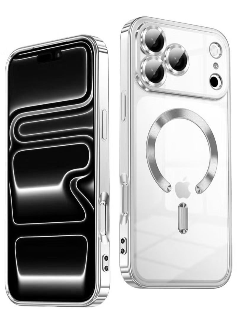 iPhone 17 Pro Max Case Cover Clear, Compatible with MagSafe, Built-in Camera Lens Protector, Non Yellowing Shockproof Protective Phone Case, Soft Electroplated Magnetic Cover - Image 1