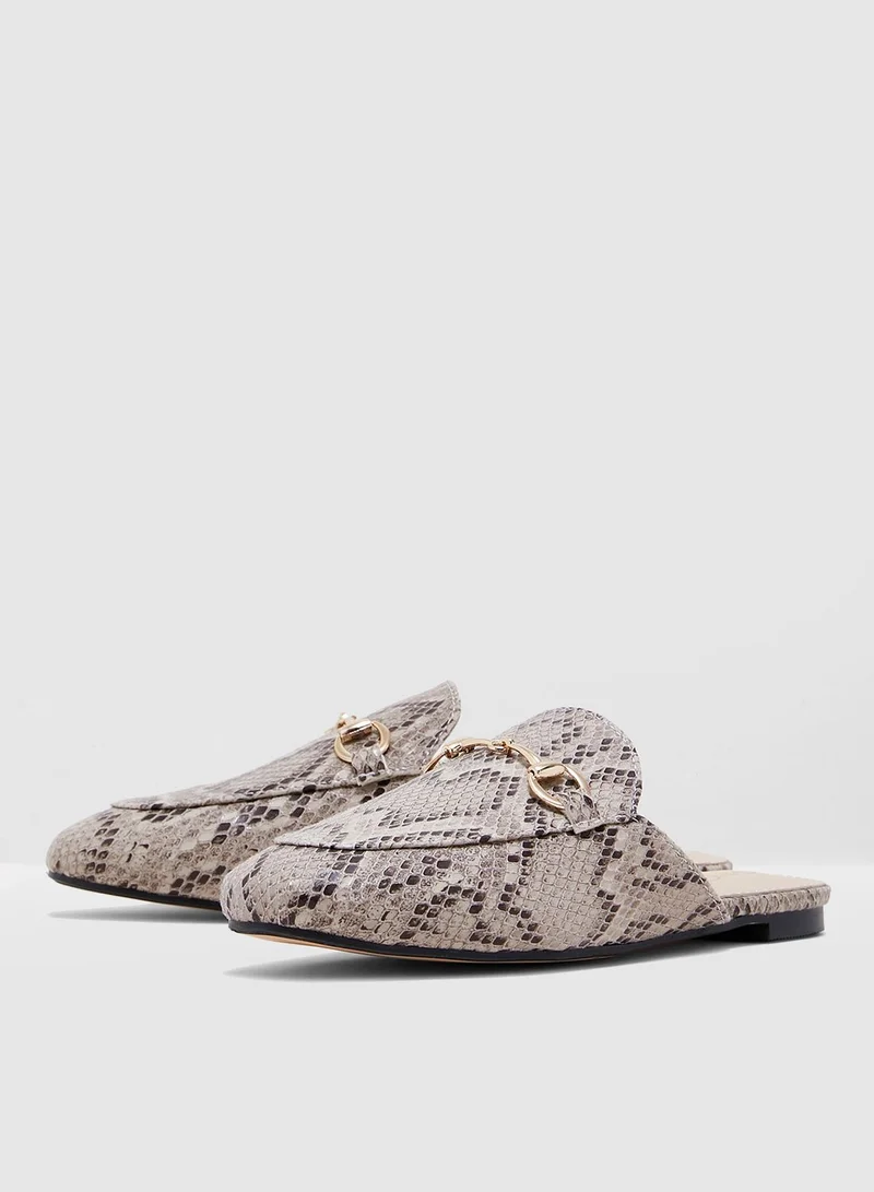 Ginger Flat Slip On Mule In Woven Fabric With Snaffle