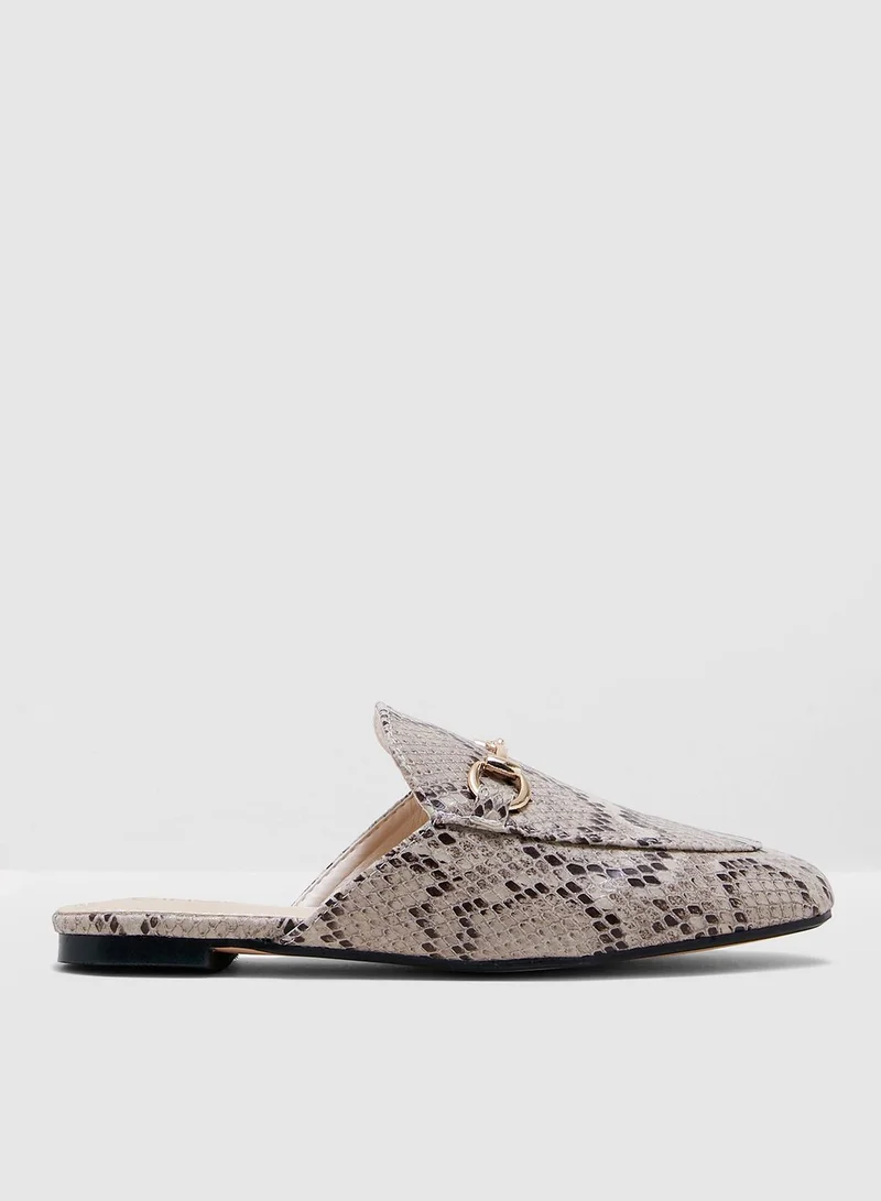 Ginger Flat Slip On Mule In Woven Fabric With Snaffle