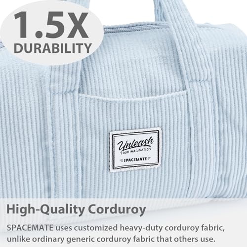 SPACEMATE Pencil Case Pouch Box Bag School Supplies Girls Boys Kids, Cute Preppy Stuff Large Big Capacity Aesthetic Pen Organizer, Back to College Stationary, Baby Blue, Corduroy Style, 1800ml - Image 3