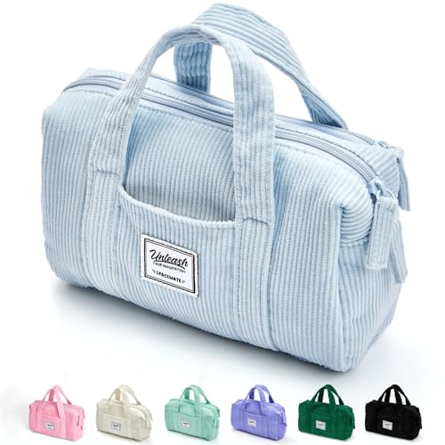 SPACEMATE Pencil Case Pouch Box Bag School Supplies Girls Boys Kids, Cute Preppy Stuff Large Big Capacity Aesthetic Pen Organizer, Back to College Stationary, Baby Blue, Corduroy Style, 1800ml - Image 1