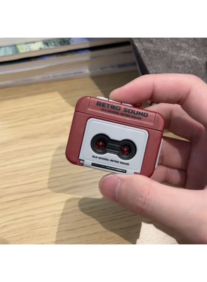 Retro Tape Recorder Pendant Fun Music Box Mini Radio Ornaments Keychain Schoolbag Pendant Generation-Color:Recordable-Specifications:Retro Radio  - Image 1