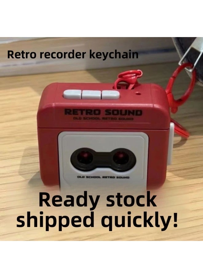Retro Tape Recorder Pendant Fun Music Box Mini Radio Ornaments Keychain Schoolbag Pendant Generation-Color:Recordable-Specifications:Retro Radio  - Image 4