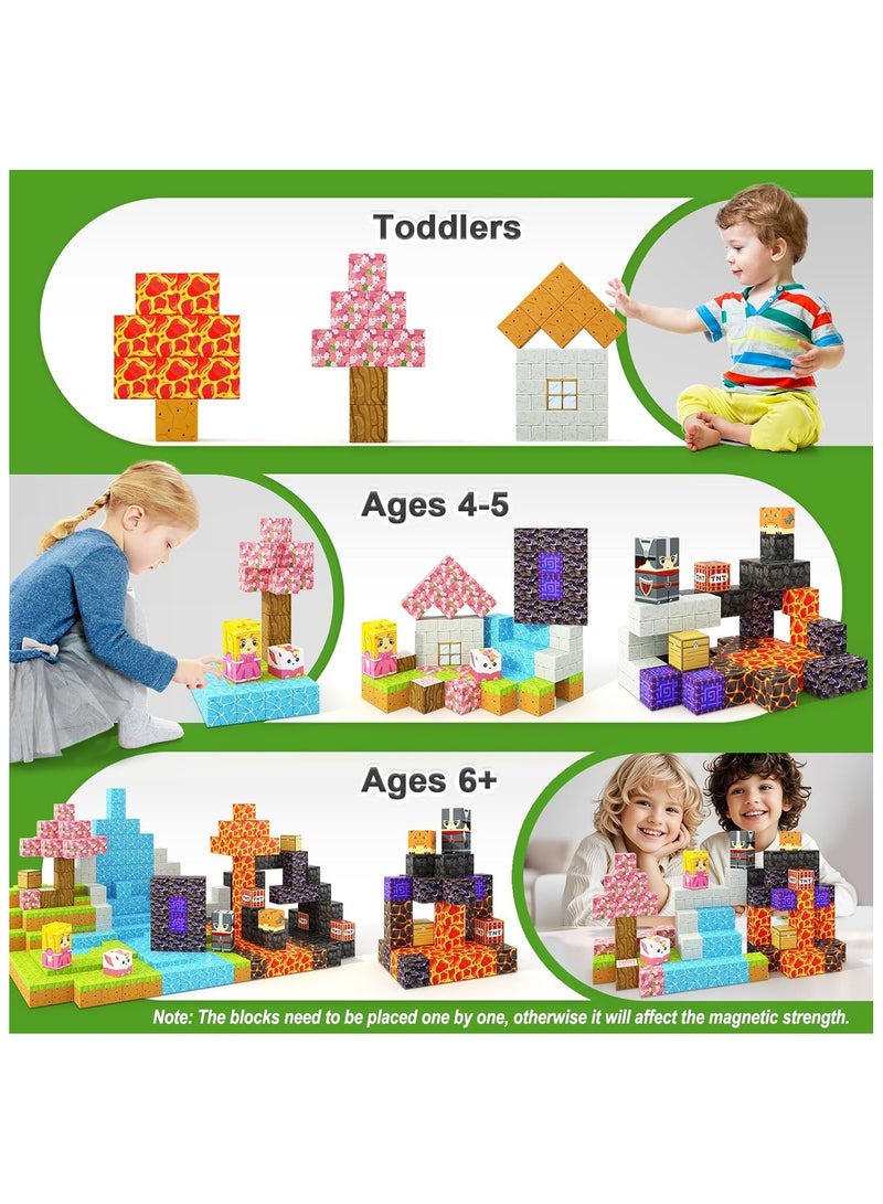Magnetic Blocks - Build Mine Magnet World Magic Portal Set, Magnetic Tiles Building Blocks Toddler Toy STEM Sensory Outdoor Toys for 3+ Year Old Boys & Girls, Creative Kids Games Kids Toys 84PCS - Image 4