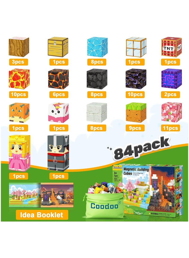 Magnetic Blocks - Build Mine Magnet World Magic Portal Set, Magnetic Tiles Building Blocks Toddler Toy STEM Sensory Outdoor Toys for 3+ Year Old Boys & Girls, Creative Kids Games Kids Toys 84PCS - Image 5