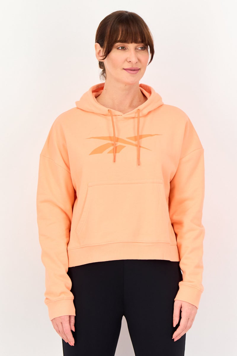 Reebok هودي خارجي طويل الأكمام للنساء، لون خوخ المستقبل - Image 1