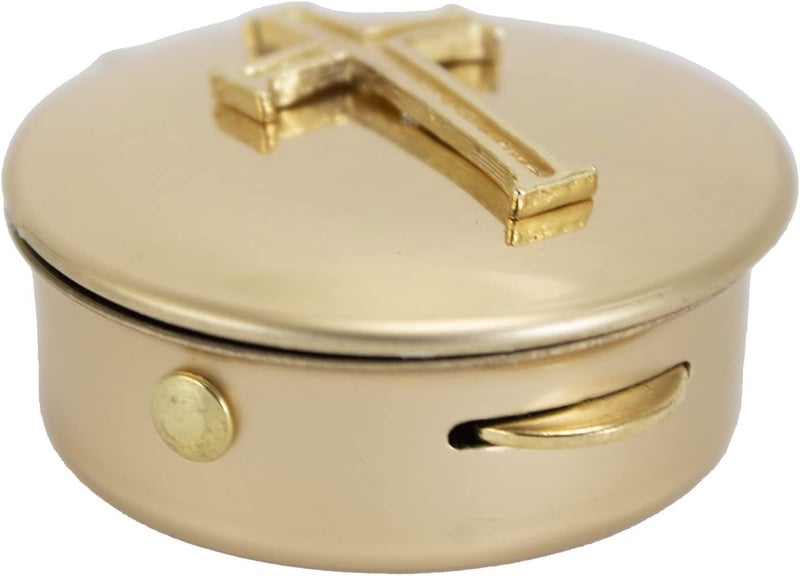 Cathedral Art Polished Brass PYX with Cross - Pill/Keepsake Box, 1.5"x1.5"x0.5" - Image 4