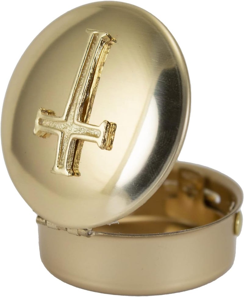 Cathedral Art Polished Brass PYX with Cross - Pill/Keepsake Box, 1.5"x1.5"x0.5" - Image 3