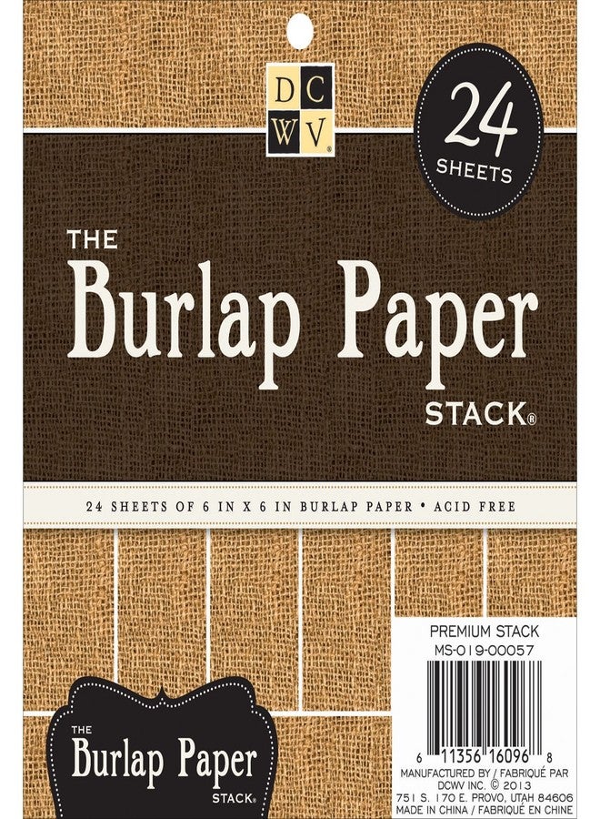 Burlap Paper Stack, 6x6 inches - Textured Jute Paper for Crafts, Scrapbooks, Farmhouse Decor, and Wedding Invites - 24 Single Sided Sheets