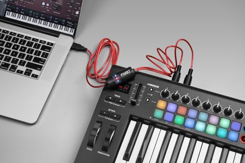 FORE MIDI to USB Interface MIDI Cable Adapter with Input&Output Work with Keyboard/Synthesizer/MIDI Deivce Compatible with iOS&Android, Windows/Mac OS for Studio USB 2.0 Color Red - 6.5Ft - Image 5