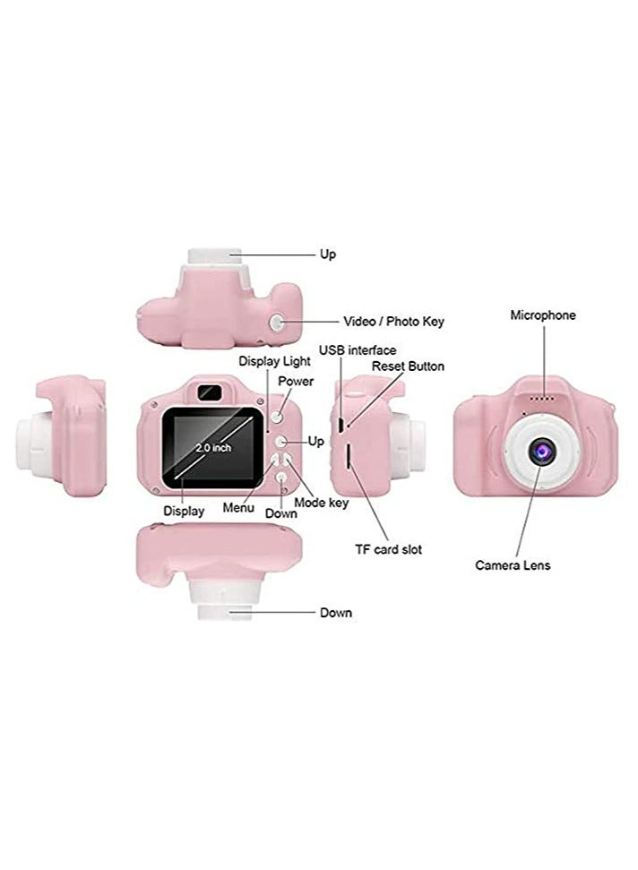 لعبة كاميرا رقمية للأطفال مع بطاقة ذاكرة وقارئ بطاقات سعة 32 جيجابايت (وردي)، هدايا للأطفال الأولاد والبنات، كاميرا رقمية صغيرة قابلة لإعادة الشحن من السيليكون مقاومة للصدمات للأطفال - Image 5