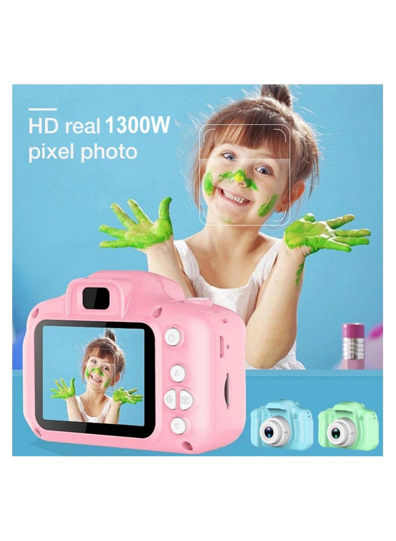 لعبة كاميرا رقمية للأطفال مع بطاقة ذاكرة وقارئ بطاقات سعة 32 جيجابايت (وردي)، هدايا للأطفال الأولاد والبنات، كاميرا رقمية صغيرة قابلة لإعادة الشحن من السيليكون مقاومة للصدمات للأطفال - Image 2