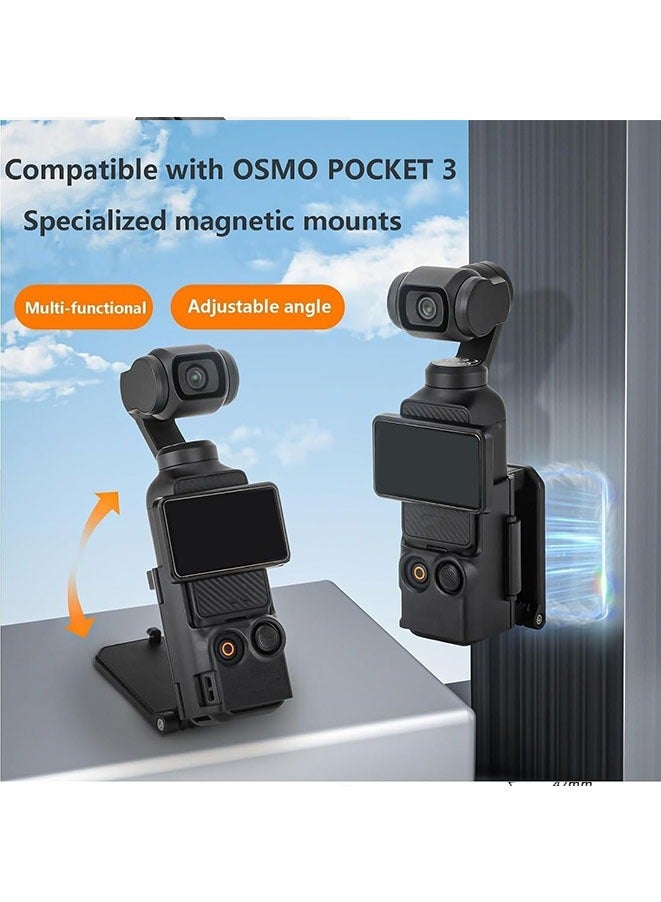 Magnetic Camera Desktop Base Stand Holder Expansion Adapter Mount Bracket Compatible with Osmo Pocket 3 Accessories Adjustable Clip Clamp Mount with Expand Frame for Osmo Pocket 3 Black  - Image 5