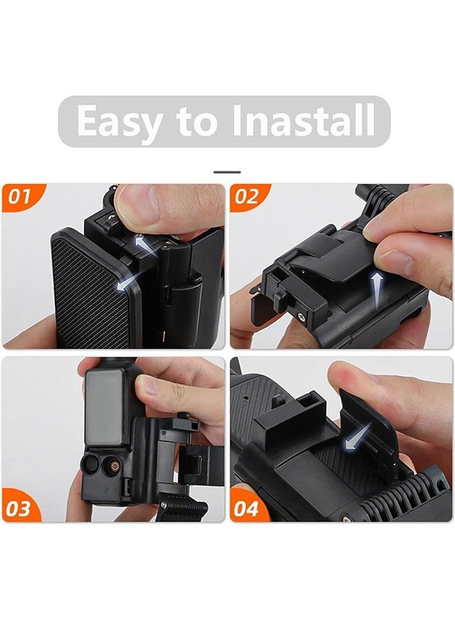 Magnetic Camera Desktop Base Stand Holder Expansion Adapter Mount Bracket Compatible with Osmo Pocket 3 Accessories Adjustable Clip Clamp Mount with Expand Frame for Osmo Pocket 3 Black  - Image 3