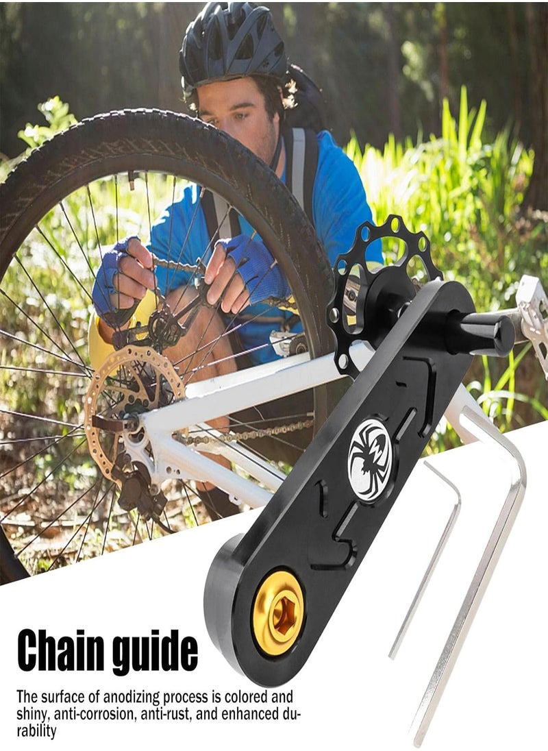 Bike Chain Guide - MTB Cycle Single-speed Chain Tensioner - Anti Skidding Auxiliary Device with Hollowed Single Disc Sprocket - Adapt to 13 to 23T Mountain Bicycle