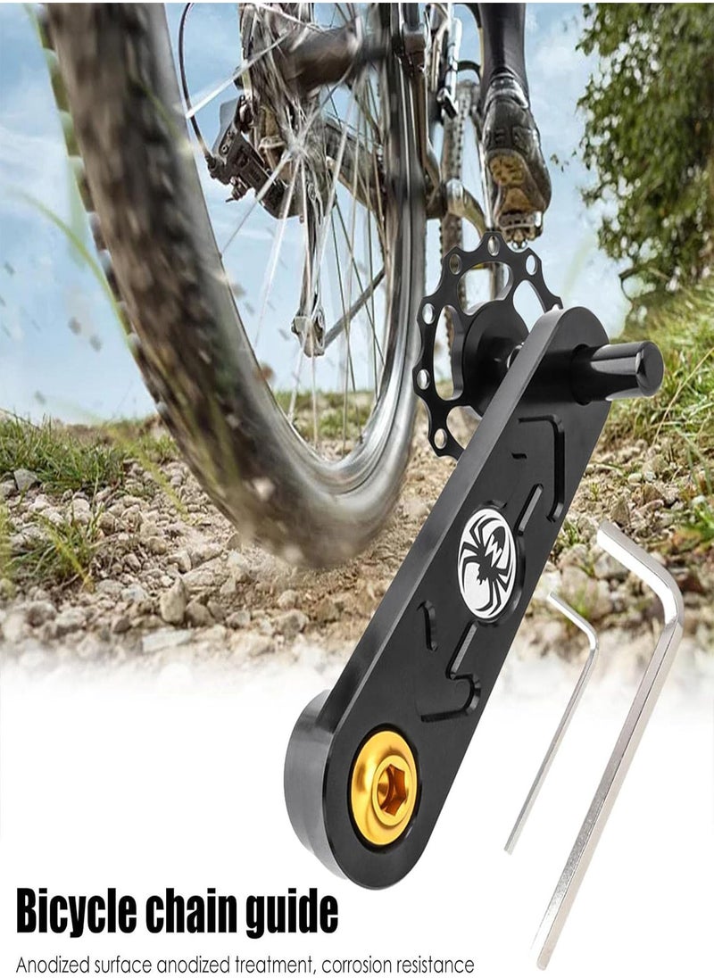 Bike Chain Guide - MTB Cycle Single-speed Chain Tensioner - Anti Skidding Auxiliary Device with Hollowed Single Disc Sprocket - Adapt to 13 to 23T Mountain Bicycle