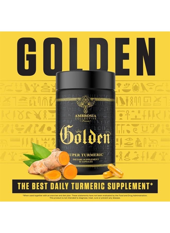 Ambrosia - Golden Super Turmeric | Bioavailable Curcumin | Support Healthy Gut & Brain Health | Joint Support | 765mg of Active Curcuminoids | 60 Veggie Capsules (30 Day Supply) - Image 1