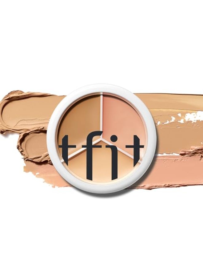 TFIT MultiUse Pot Concealer Triple Palette HighPigmented Full Coverage CreaseProof Korean Concealer for Dark Circles Redness Blemishes 02 Warm 052 Oz - Image 1