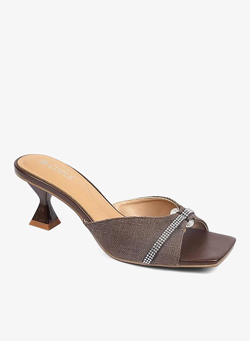 كابلي حذاء ميول بقماش محبوك وتفصيل كريستال