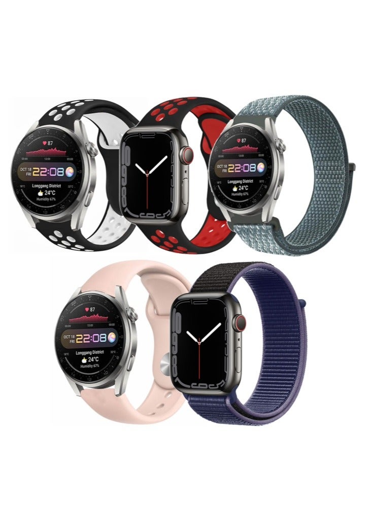 Perfii 5pcs Watchband Bundle Compatible with all Samsung, Huawei, Amazfit, Fitbit and Honor with 22mm band size - Image 1