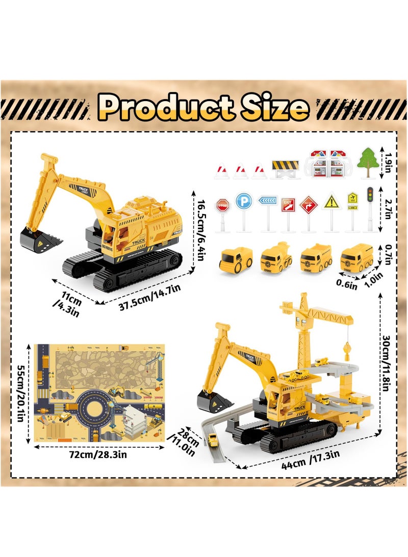 XiuWoo Engineering Crane Toy with Lights and Sounds, Interactive Construction Truck Toy for Kids, Role Play Construction Vehicle Toy for Kids Construction Vehicle Toy Excavator with Race Track  - Image 4