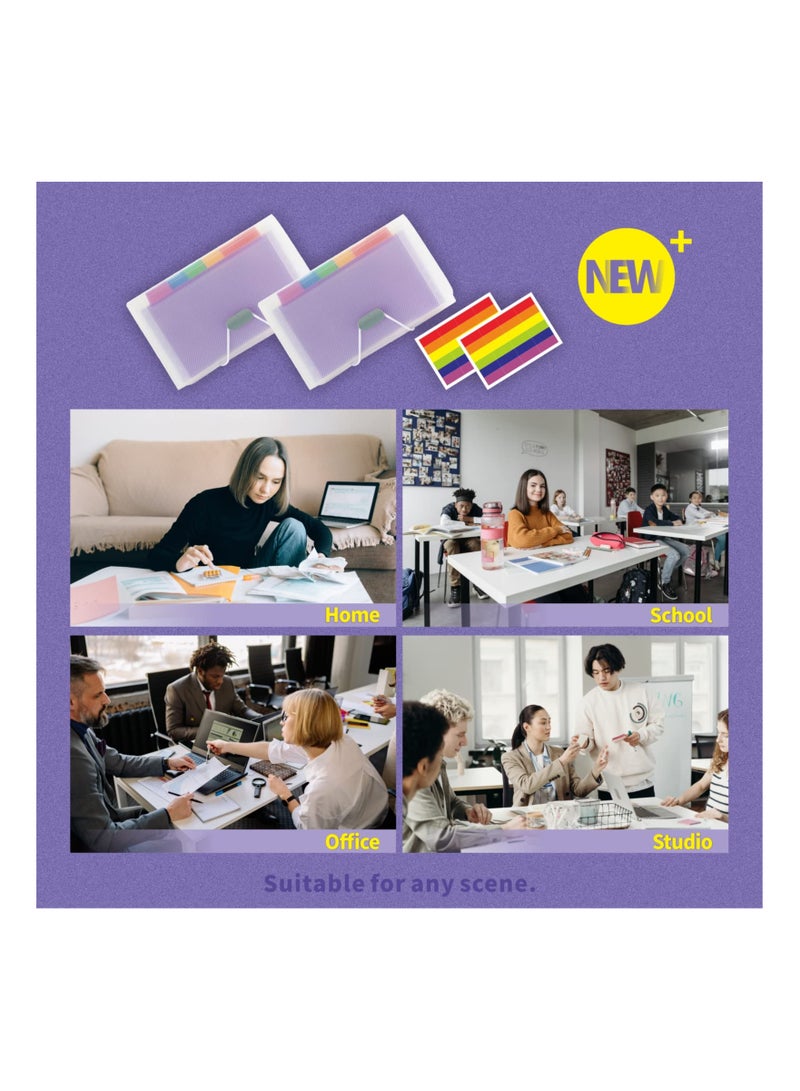 Small Accordion File Organizer - 2 Pack 13 Pockets A6 Mini Expanding File Folders, Portable Hand-Held Accordion File Folder 100% Waterproof Plastic Receipt Organizer for Cards, Coupon, Receipt, Ticket