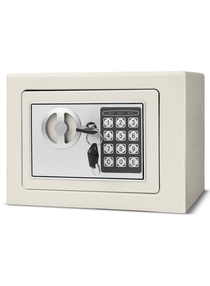RENOVO Digital Safe Box With Electronic Keypad and Key Lock White 170 MM - Image 1