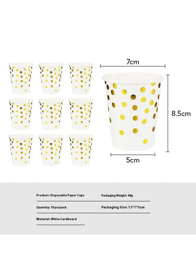 White and Gold Party Disposable Tableware Set for 20 Guests, Gold Paper Plates and Napkins Party Supplies Set Gold Dot Tablecloth - Image 3